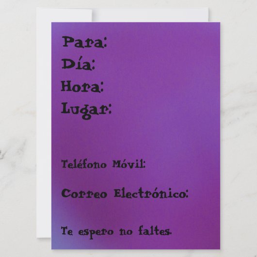 Invitación - Te uitnodiging a mi Fiesta - Girasol (Achterkant)