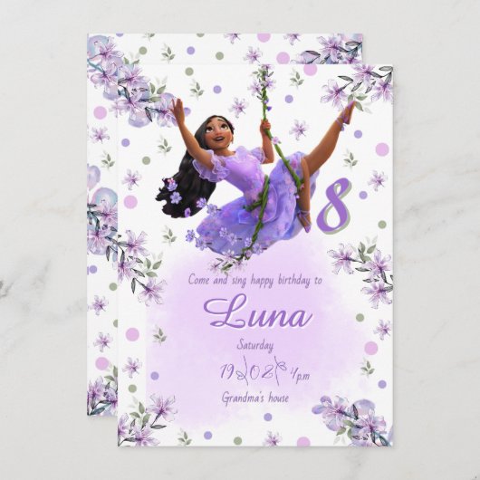 Invitación Template Isabella's Birthday Invitation Kaart (Voorkant / Achterkant)