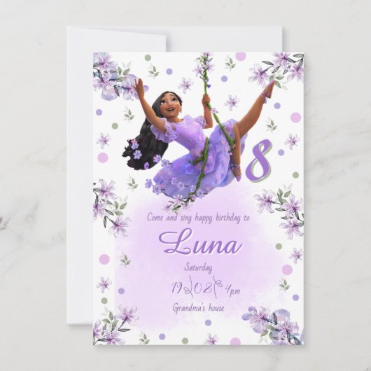 Invitación Template Isabella's Birthday Invitation Kaart (Voorkant)