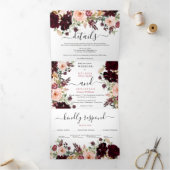 Invitación Tríptica Elegante triptiek bloemenfoto Drieluik Uitnodiging (Binnen)