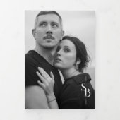 Invitación Tríptica Exquisite Minimalist Black Whi Drieluik Uitnodiging (Cover)