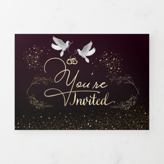 Invitación tríptica para boda personalizada drieluik uitnodiging (Cover)