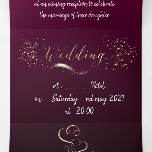 Invitación tríptica para boda personalizada drieluik uitnodiging (Binnenkant midden)