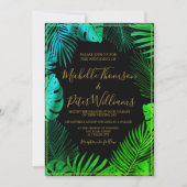 Invitación tropical gold watercolor wedding kaart (Voorkant)