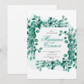 Invitación Watercolor Greenery Botanical Wedding I Kaart (Voorkant / Achterkant)