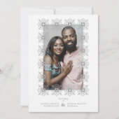 Invitación Wedding Grey Fancy Ornament Lace Effect Kaart (Voorkant)
