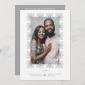 Invitación Wedding Grey Fancy Ornament Lace Effect Kaart (Voorkant / Achterkant)