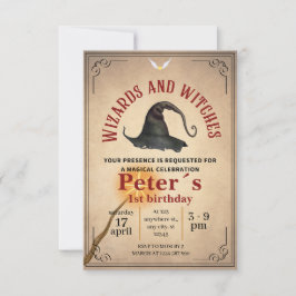 Invitación Wizard School Themed Birthday Party Inv Kaart