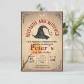 Invitación Wizard School Themed Birthday Party Inv Kaart (Staand voorkant)