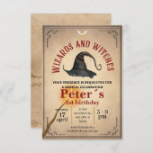 Invitación Wizard School Themed Birthday Party Inv Kaart (Voorkant / Achterkant)