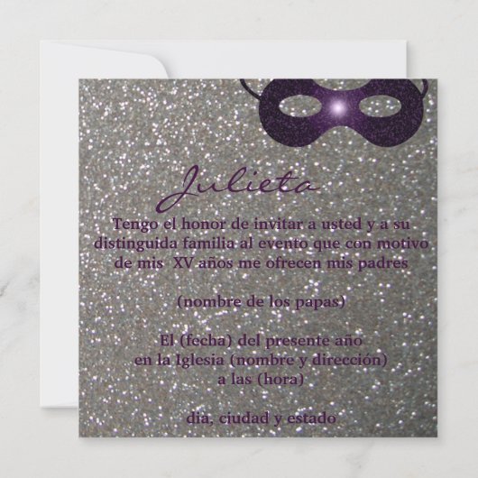 Invitación XV Años Kaart (Achterkant)