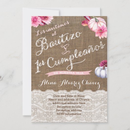 Invitaciónes con calabazas, Bautizo y 1er cumple Kaart (Voorkant)