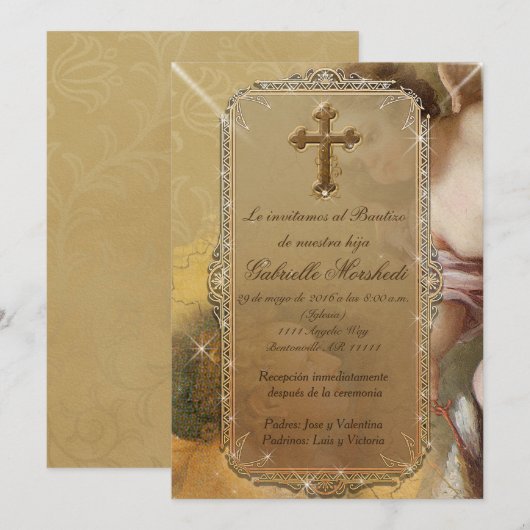 invitaciones de bautizo, Baptism Invitations Kaart (Voorkant / Achterkant)