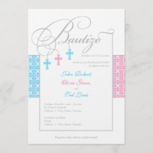 Invitaciones de bautizo    Los bebés triplete Kaart