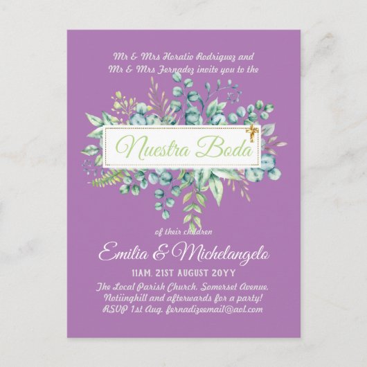 Invitaciones De Boda Baratas HOJAS Modernas Briefkaart (Voorkant)