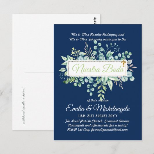 Invitaciones De Boda Baratas HOJAS Modernas Briefkaart (Voorkant / Achterkant)