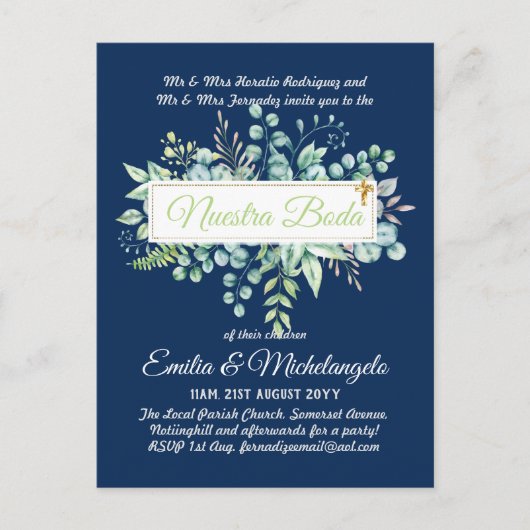 Invitaciones De Boda Baratas HOJAS Modernas Briefkaart (Voorkant)