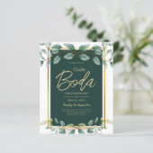 Invitaciones de Boda Bilingües Verde Esmeralda (Staand voorkant)