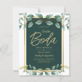Invitaciones de Boda Bilingües Verde Esmeralda (Voorkant)