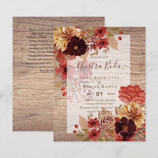 Invitaciones de Boda, Herfst van de Spaanse huweli (Voorkant / Achterkant)