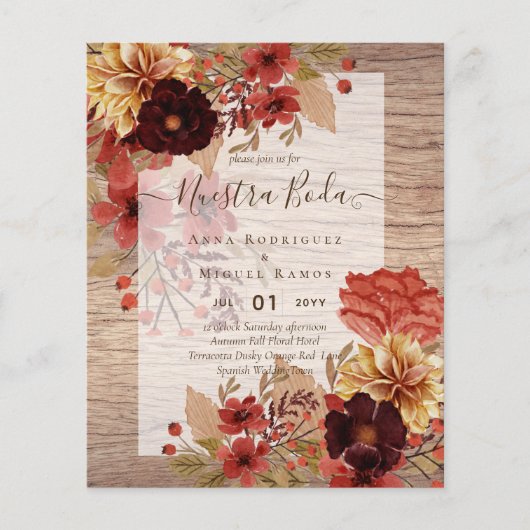 Invitaciones de Boda, Herfst van de Spaanse huweli (Voorkant)