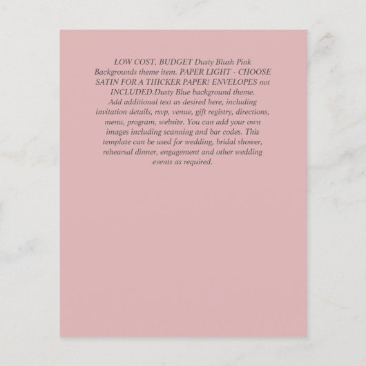 Invitaciones de Boda Roze Bloemen Bruiloft BUDGET Flyer (Achterkant)