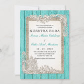 Invitaciones de Boda Rústicas Turquesa Kaart (Voorkant)
