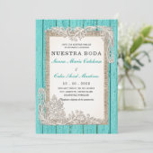Invitaciones de Boda Rústicas Turquesa Kaart (Staand voorkant)