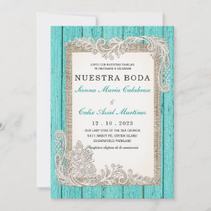 Invitaciones de Boda Rústicas Turquesa Kaart