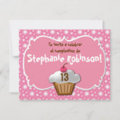 Invitaciones de cumpleaños, Fiesta de Rosa cupcake Kaart (Voorkant)