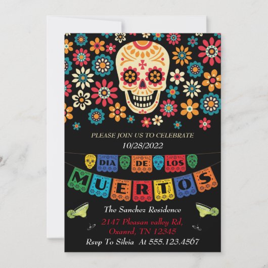 invitaciones dia de los muertos, helloween invite (Voorkant)