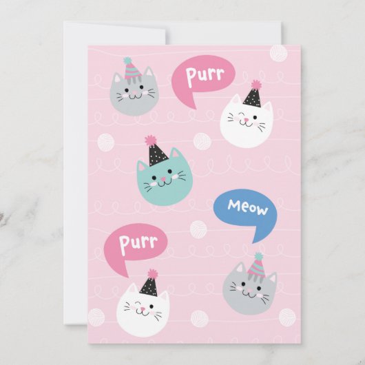 Invitaciones fiesta de cumpleaños cute kitty kaart (Achterkant)