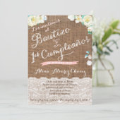 Invitaciones para Bautizo de niña, blanca durazno Kaart (Staand voorkant)