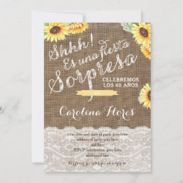 Invitaciones para fiesta sorpresa con girasol kaart