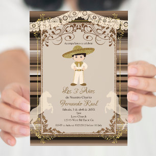 Invitaciones Tres Anos, Charro Tres Anos Invites Kaart