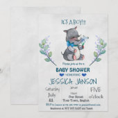INVITATIE BABY SHOWER KUT RHINO BOY KAART (Voorkant / Achterkant)