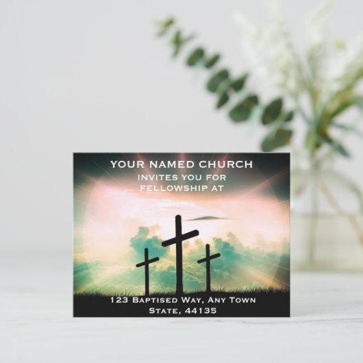 Invitatie-Briefkaarten van bewerkbare kerken Briefkaart (Staand voorkant)
