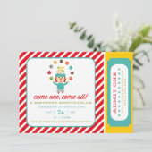 INVITATIE CIRCUS CARNIVAL BIRTHDAY PARTIJ KAART (Staand voorkant)