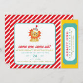 INVITATIE CIRCUS CARNIVAL BIRTHDAY PARTIJ KAART (Voorkant / Achterkant)