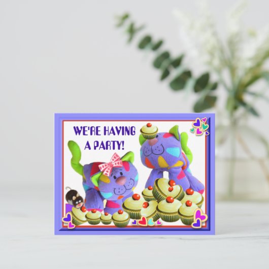 INVITATIE CUPCAKES ~ Briefkaart (Staand voorkant)