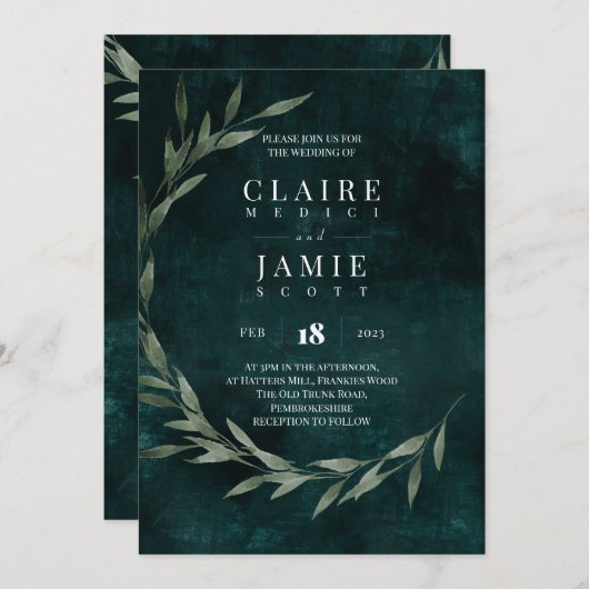 INVITATIE - KLASSIEKE 'GROENE RUSTIC' SAVE THE DATE (Voorkant / Achterkant)