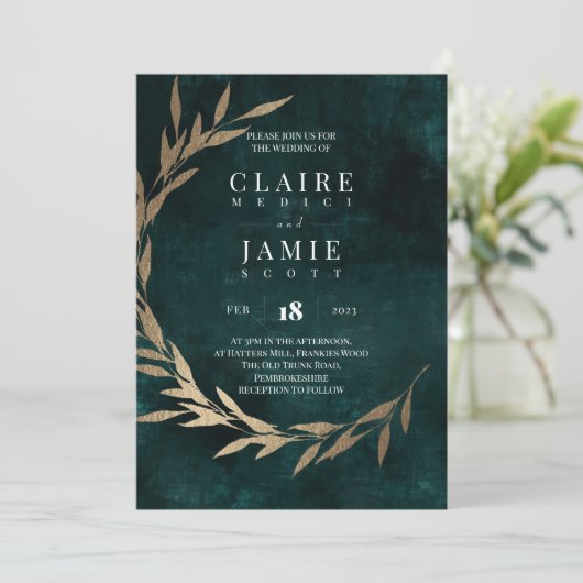 INVITATIE - KLASSIEKE 'GROENE RUSTIC' SAVE THE DATE (Staand voorkant)