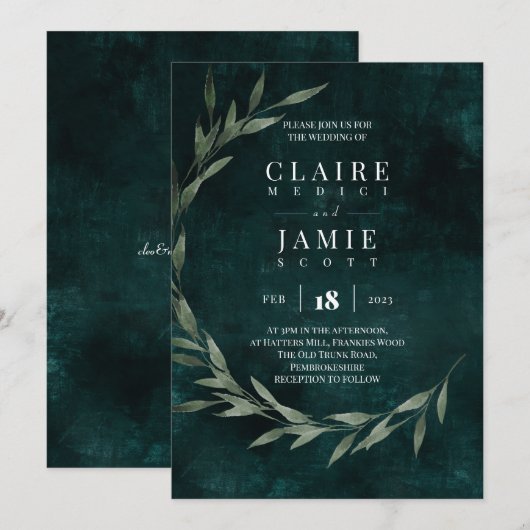 INVITATIE - KLASSIEKE 'GROENE RUSTIC' SAVE THE DATE (Voorkant / Achterkant)