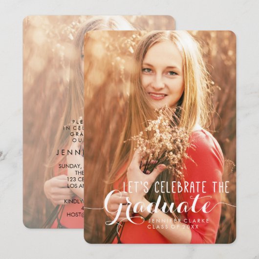 INVITATIE PARTIJ CELEBRATE FOTO GRADUATION KAART (Voorkant / Achterkant)