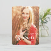 INVITATIE PARTIJ CELEBRATE FOTO GRADUATION KAART (Staand voorkant)