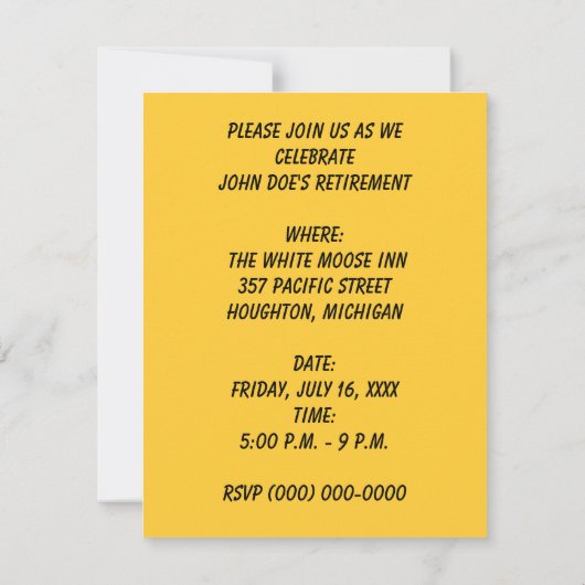 INVITATIE PARTIJ TERUGWINNING ~ GOLD POCKET WATCH! KAART (Achterkant)