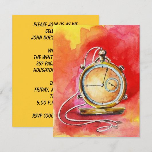 INVITATIE PARTIJ TERUGWINNING ~ GOLD POCKET WATCH! KAART (Voorkant / Achterkant)