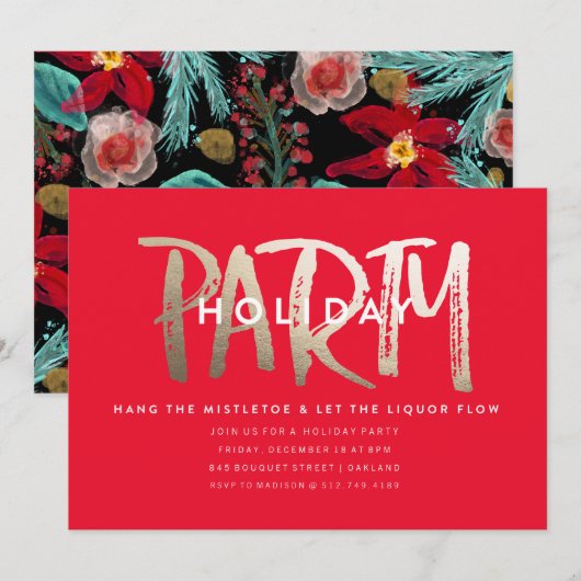 INVITATIE PARTIJEN/GOUDE FOLIE KAART (Voorkant / Achterkant)