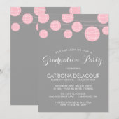 INVITATIE PINK AND GRAY LANTERNS GRADUATION ARTIJ KAART (Voorkant / Achterkant)