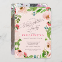INVITATIE PINK FLORAL GRADUATION ARTIJ